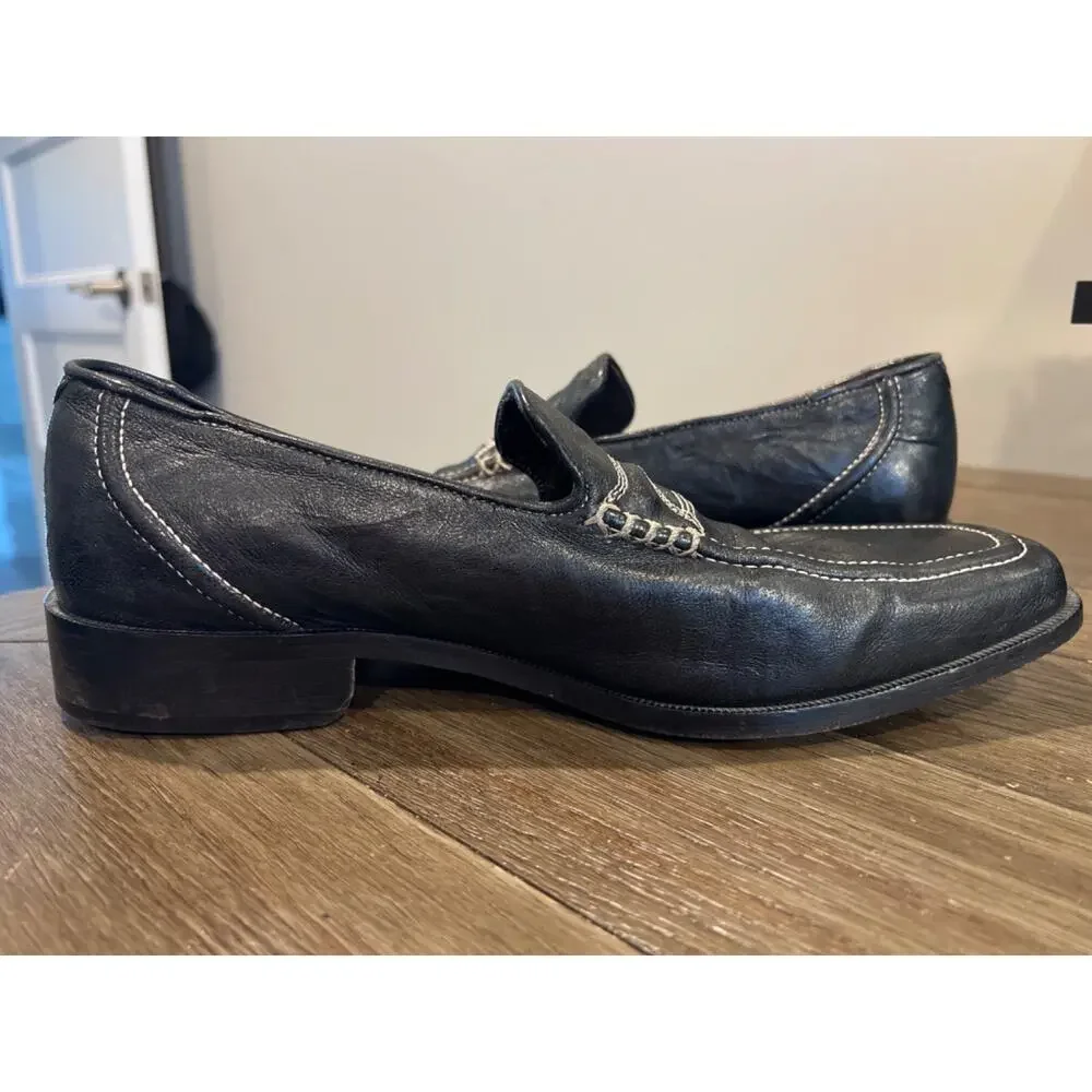 DONALD J PLINER Renkin Black Leather Slip On Loafers Dress Shoes Mens 8.5M Italy